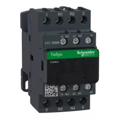   Schneider Electric, TeSys D, LC1D098B7, Mágneskapcsoló, 20A (400V, AC1), 4 pólus, 2 Záró + 2 Nyitó főérintkező, 24V AC 50/60 Hz vezerlés, csavaros csatlakozás, TeSys D (Schneider LC1D098B7)