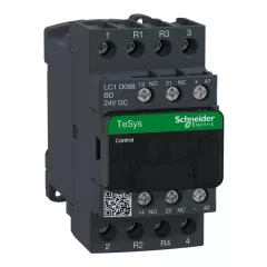   Schneider Electric, TeSys D, LC1D098BD, Mágneskapcsoló, 20A (400V, AC1), 4 pólus, 2 Záró + 2 Nyitó főérintkező, 24V DC vezerlés, csavaros csatlakozás, TeSys D (Schneider LC1D098BD)