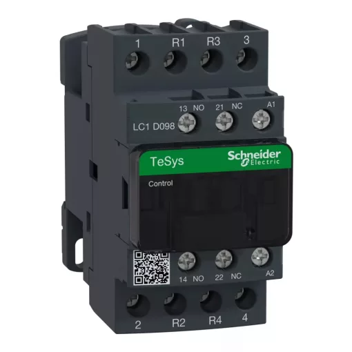 Schneider Electric, TeSys D, LC1D098P7, Mágneskapcsoló, 20A (400V, AC1), 4 pólus, 2 Záró + 2 Nyitó főérintkező, 230V AC 50/60 Hz vezerlés, csavaros csatlakozás,TeSys D (Schneider LC1D098P7)