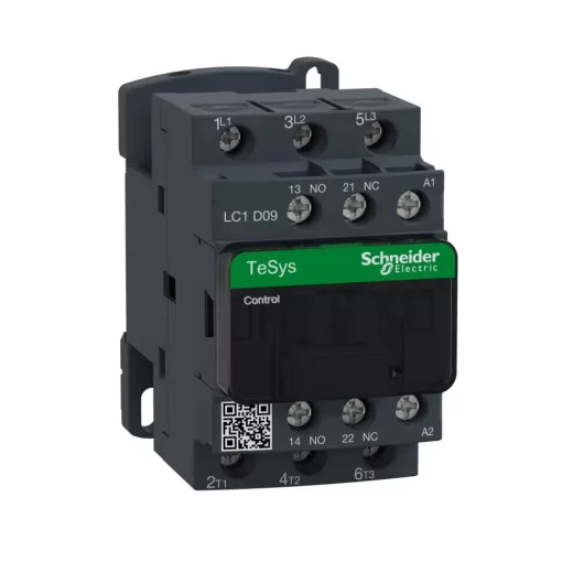 Schneider Electric, TeSys D, LC1D09Q7, Mágneskapcsoló, 4kW/9A (400V, AC3), 380V AC 50/60 Hz vezerlés, 1Z+1Ny, csavaros csatlakozás, TeSys D (Schneider LC1D09Q7)
