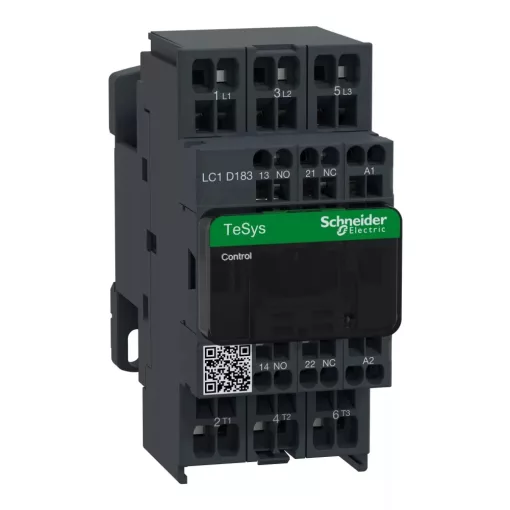 Schneider Electric, TeSys D, LC1D183P7, Mágneskapcsoló, 7,5kW/18A (400V, AC3), 230V AC 50/60 Hz vezerlés, 1Z+1Ny, rugós csatlakozás, TeSys D (Schneider LC1D183P7)