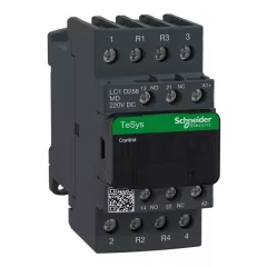   Schneider Electric, TeSys D, LC1D258MD, Mágneskapcsoló, 40A (400V, AC1), 4 pólus, 2 Záró + 2 Nyitó főérintkező, 220V DC vezerlés, csavaros csatlakozás, TeSys D (Schneider LC1D258MD)