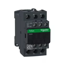   Schneider Electric, TeSys D, LC1D32BD, Mágneskapcsoló, 15kW/32A (400V, AC3), 24V DC vezerlés, 1Z+1Ny, csavaros csatlakozás, TeSys D (Schneider LC1D32BD)
