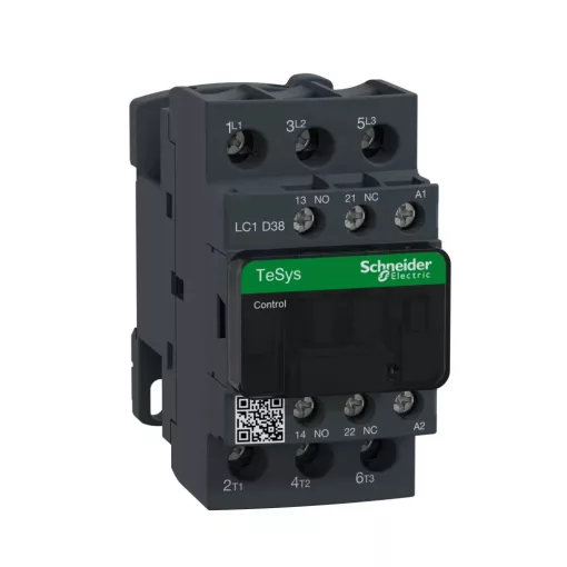 Schneider Electric, TeSys D, LC1D38N7, Mágneskapcsoló, 18,5kW/38A (400V, AC3), 415V AC 50/60 Hz vezerlés, 1Z+1Ny, csavaros csatlakozás, TeSys D (Schneider LC1D38N7)