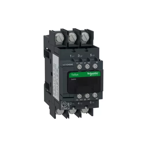 Schneider Electric LC1D40A6P7 3pólusú mágneskapcsoló sarus (AC3, 400V 40A), tek. 230V AC 50/60Hz