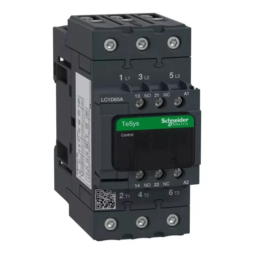 Schneider Electric, TeSys D Everlink, LC1D65AB7, Mágneskapcsoló, 30kW/65A (400V, AC3), 24V AC 50/60 Hz vezerlés, 1Z+1Ny, csavaros csatlakozás, TeSys D Everlink (Schneider LC1D65AB7)
