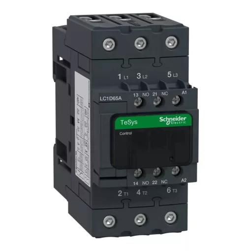 Schneider Electric, TeSys D Everlink, LC1D65AT7, Mágneskapcsoló, 30kW/65A (400V, AC3), 480V AC 50/60 Hz vezerlés, 1Z+1Ny, csavaros csatlakozás, TeSys D Everlink (Schneider LC1D65AT7)