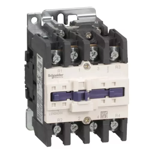 Schneider Electric, TeSys D, LC1D80004B7, Mágneskapcsoló, 125A (400V, AC1), 4 pólus, 4 Záró főérintkező, 24V AC 50/60 Hz vezerlés, csavaros csatlakozás, TeSys D (Schneider LC1D80004B7)