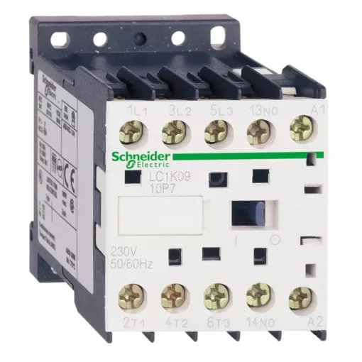 Schneider Electric, TeSys K, LC1K0901V7, Mágneskapcsoló, 4kW/9A (400V, AC3), 400V AC 50/60 Hz vezerlés, 1Ny, csavaros csatlakozás, TeSys K (Schneider LC1K0901V7)
