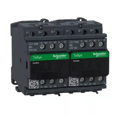   Schneider Electric, Forgásirányváltó magneskapcsoló, 4kW/9A (400V, AC3), 24V DC vezerlés, 1Z+1Ny, csavaros csatlakozás, TeSys D (Schneider LC2D09BD)