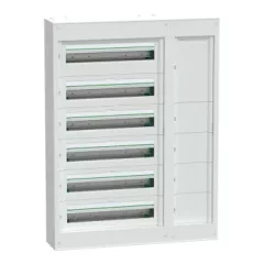   Schneider Electric PrismaSeT S LVSSD624 fém maszkolt szekrény 144 modul 6 sor, kábelvezető csatornával, falon kívüli, IP30 (IP41 ajtóval, külön rendelhető), védőföld és nulla sínnel - Méretek : 1108x820x191mm