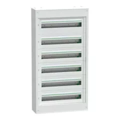   Schneider Electric PrismaSeT S LVSST624 fém maszkolt szekrény 144 modul 6 sor, falon kívüli, IP30 (IP41 ajtóval, külön rendelhető), védőföld és nulla sínnel - Méretek : 1108x507x191mm