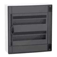   Schneider Electric PrismaSeT XS LVSXR218 falon kívüli elosztó  - 36 modul - 2 sor, füstszínű ajtóval IP40, PE+N sínnel - Méretek : 450x426x125mm - max 90A
