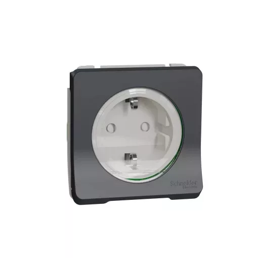 Schneider MUR36134 MUREVA Styl 2P+F csatlakozóaljzat, GYV, csapófedéllel, rugós, antracitszürke