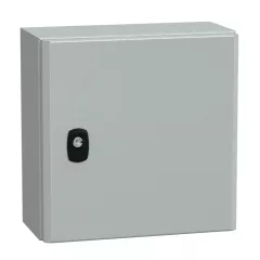   Schneider NSYS3D3315P Spacial S3D Falra szerelhető fém szekrény, Teli ajtóval, 300x300x150, IP66, szerelőlappal