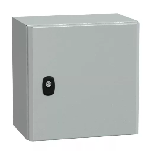 Schneider NSYS3D3320 Spacial S3D Falra szerelhető fém szekrény, Teli ajtóval, 300x300x200, IP66, szerelőlap nélkül