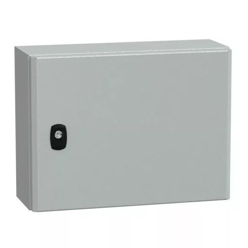 Schneider NSYS3D3415 Spacial S3D Falra szerelhető fém szekrény, Teli ajtóval, 300x400x150, IP66, szerelőlap nélkül