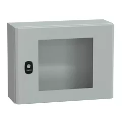   Schneider NSYS3D3415T Spacial S3D Falra szerelhető fém szekrény, Üvegezett ajtóval, 300x400x150, IP66, szerelőlap nélkül
