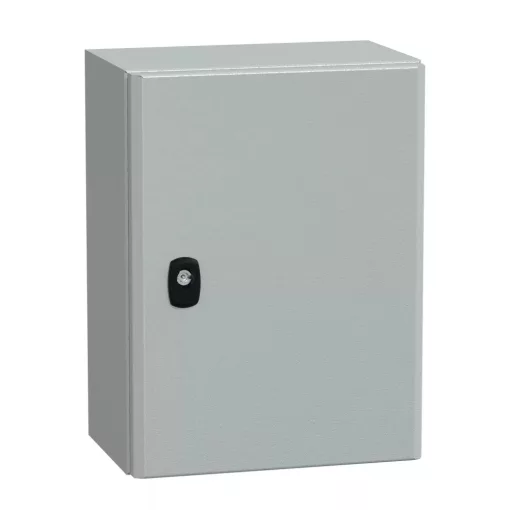 Schneider NSYS3D4320 Spacial S3D Falra szerelhető fém szekrény, Teli ajtóval, 400x300x200, IP66, szerelőlap nélkül