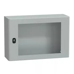   Schneider NSYS3D4620T Spacial S3D Falra szerelhető fém szekrény, Üvegezett ajtóval, 400x600x200, IP66, szerelőlap nélkül