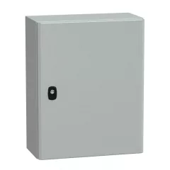   Schneider NSYS3D5420P Spacial S3D Falra szerelhető fém szekrény, Teli ajtóval, 500x400x200, IP66, szerelőlappal