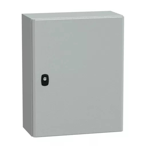 Schneider NSYS3D5420P Spacial S3D Falra szerelhető fém szekrény, Teli ajtóval, 500x400x200, IP66, szerelőlappal
