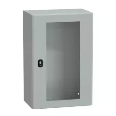   Schneider NSYS3D6425T Spacial S3D Falra szerelhető fém szekrény, Üvegezett ajtóval, 600x400x250, IP66, szerelőlap nélkül