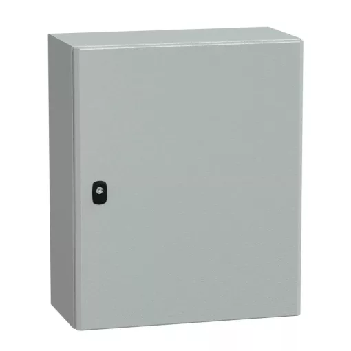 Schneider NSYS3D6525 Spacial S3D Falra szerelhető fém szekrény, Teli ajtóval, 600x500x250, IP66, szerelőlap nélkül