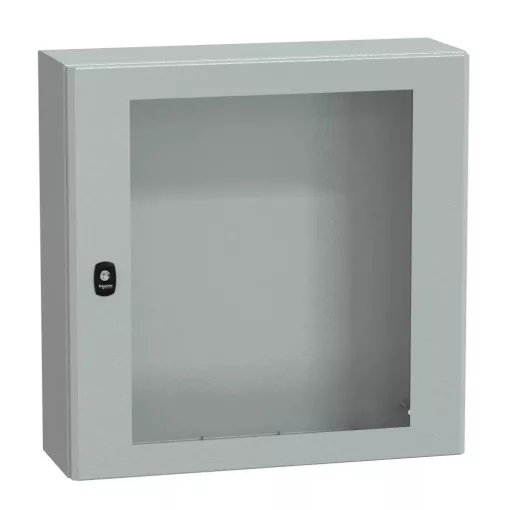 Schneider NSYS3D6620T Spacial S3D Falra szerelhető fém szekrény, Üvegezett ajtóval, 600x600x200, IP66, szerelőlap nélkül