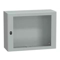  Schneider NSYS3D6830T Spacial S3D Falra szerelhető fém szekrény, Üvegezett ajtóval, 600x800x300, IP66, szerelőlap nélkül