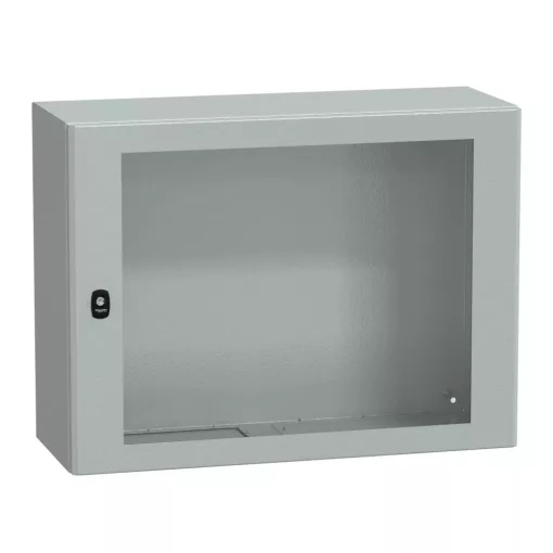Schneider NSYS3D6830T Spacial S3D Falra szerelhető fém szekrény, Üvegezett ajtóval, 600x800x300, IP66, szerelőlap nélkül