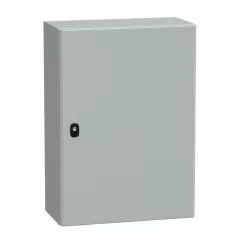   Schneider NSYS3D7525P Spacial S3D Falra szerelhető fém szekrény, Teli ajtóval, 700x500x250, IP66, szerelőlappal