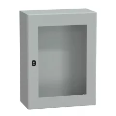   Schneider NSYS3D8630T Spacial S3D Falra szerelhető fém szekrény, Üvegezett ajtóval, 800x600x300, IP66, szerelőlap nélkül