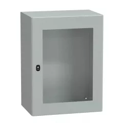   Schneider NSYS3D8640T Spacial S3D Falra szerelhető fém szekrény, Üvegezett ajtóval, 800x600x400, IP66, szerelőlap nélkül