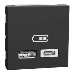   Schneider Electric NU301854 UNICA SYSTEM+ Dupla USB töltő, A+C, 12W, antracit