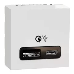   Schneider Electric NU301918 UNICA SYSTEM+ Dupla USB töltő, A+C, 18W, fehér