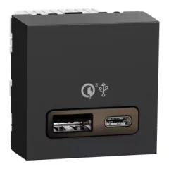   Schneider Electric NU301954 UNICA SYSTEM+ Dupla USB töltő, A+C, 18W, antracit