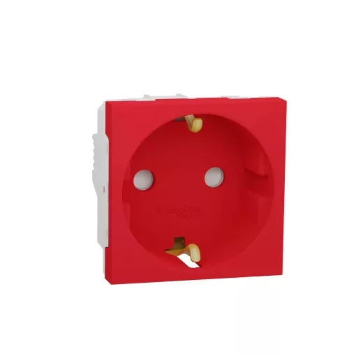 Schneider Electric NU303703 UNICA SYSTEM+ 2P+F csatlakozóaljzat, biztonsági zsaluval, csavaros, reteszelés nélkül, piros
