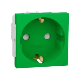   Schneider Electric NU303706 UNICA SYSTEM+ 2P+F csatlakozóaljzat, biztonsági zsaluval, csavaros, zöld