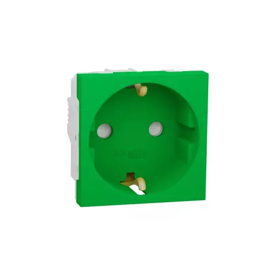 Schneider Electric NU303706 UNICA SYSTEM+ 2P+F csatlakozóaljzat, biztonsági zsaluval, csavaros, zöld