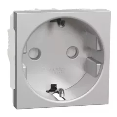   Schneider Electric NU303730 UNICA SYSTEM+ 2P+F csatlakozóaljzat, biztonsági zsaluval, csavaros, alumínium