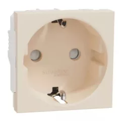   Schneider Electric NU303744 UNICA SYSTEM+ 2P+F csatlakozóaljzat, biztonsági zsaluval, csavaros, bézs