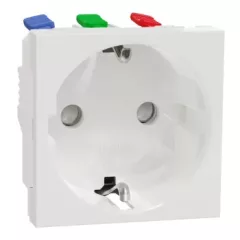   Schneider Electric NU305718 UNICA SYSTEM+ 2P+F csatlakozóaljzat, biztonsági zsaluval, rugós, fehér