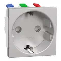   Schneider Electric NU305730 UNICA SYSTEM+ 2P+F csatlakozóaljzat, biztonsági zsaluval, rugós, alumínium