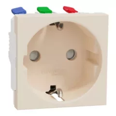  Schneider Electric NU305744 UNICA SYSTEM+ 2P+F csatlakozóaljzat, biztonsági zsaluval, rugós, bézs