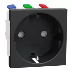   Schneider Electric NU305754 UNICA SYSTEM+ 2P+F csatlakozóaljzat, biztonsági zsaluval, rugós, antracit