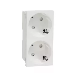   Schneider Electric NU306618 UNICA SYSTEM+ 2x2P+F csatlakozóaljzat 45°, biztonsági zsaluval, rugós, fehér