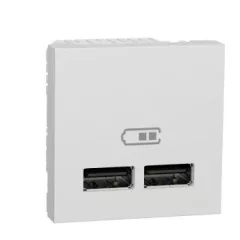   Schneider Electric NU341818 UNICA SYSTEM+ Dupla USB töltő, A+A, 2.1A, fehér