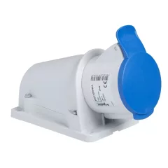   Schneider Electric, PKF32W423, ipari csatlakozó rögzíthető dugalj 3P (2P+F) 32A 6h, 230V 50/60 Hz, IP44, Dafr-322, kék, csavaros csatlakozás, PratiKa (Schneider PKF32W423)