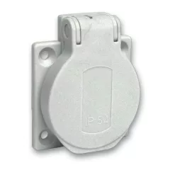   Schneider Electric, PKS51G, Háztartási aljzat (Schuko), 2P+F 16A 250V 50/60 Hz, 50x50 nyíláshoz, szürke, IP54, hátsó kábel bevezetéssel, PratiKa ( Schneider PKS51G)